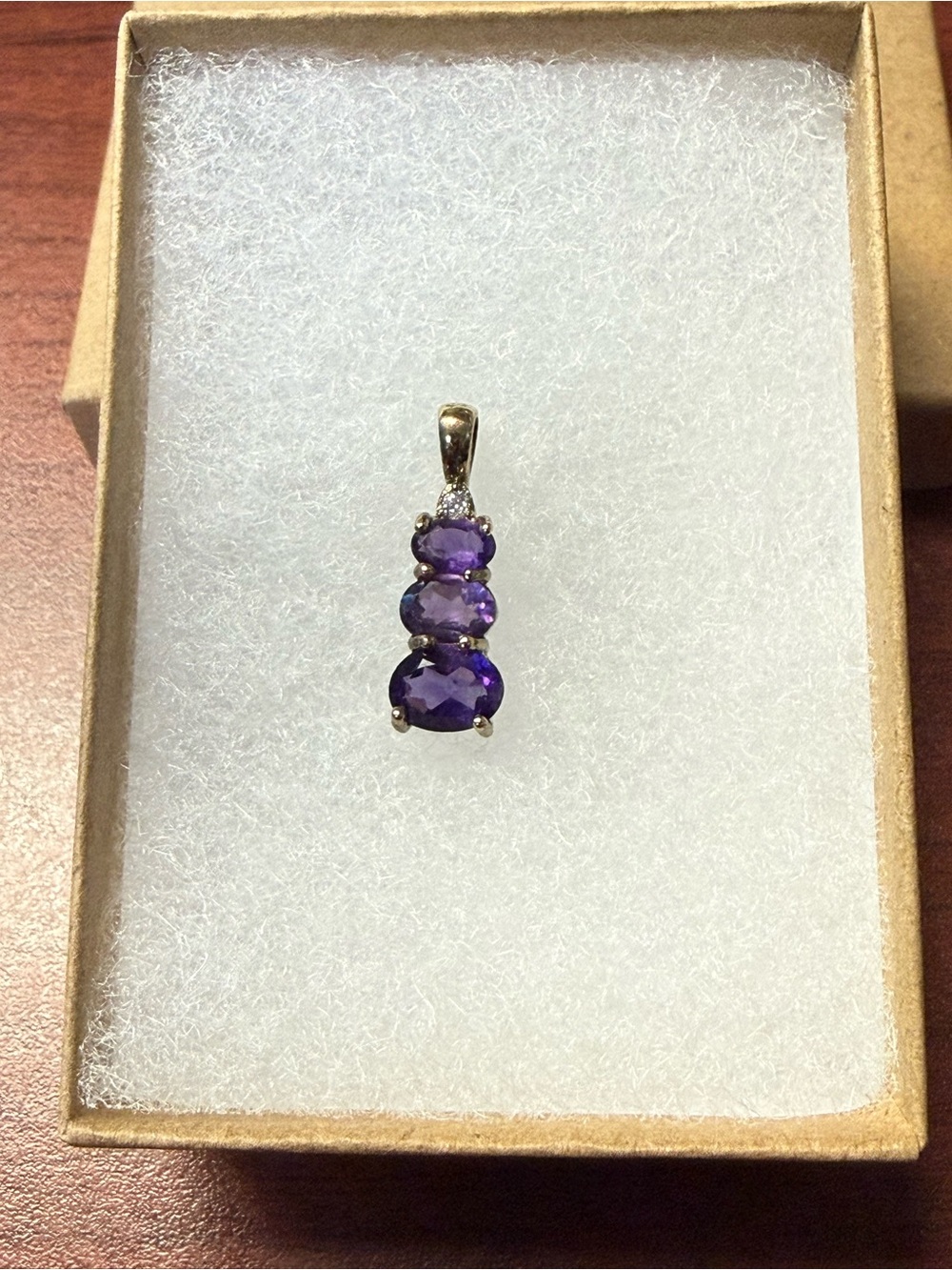 Graduated-Three-Stone Purple Amethyst Pendant